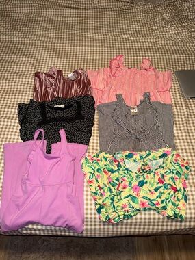 Mixed Women Tops Bundle - Pink, Lavender, Floral, Black, Striped(6 pack bundle)